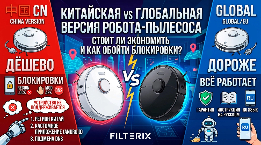 Китайская vs Глобальная версия робота-пылесоса: Стоит ли экономить и как обойти блокировки? Китайская vs Глобальная версия робота-пылесоса: Стоит ли экономить и как обойти блокировки?