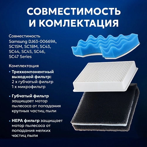 Фильтры для Samsung SC15M–SC47 и др. — комплект 5 шт Фильтры для Samsung SC18M, SC43 - SC47 Series