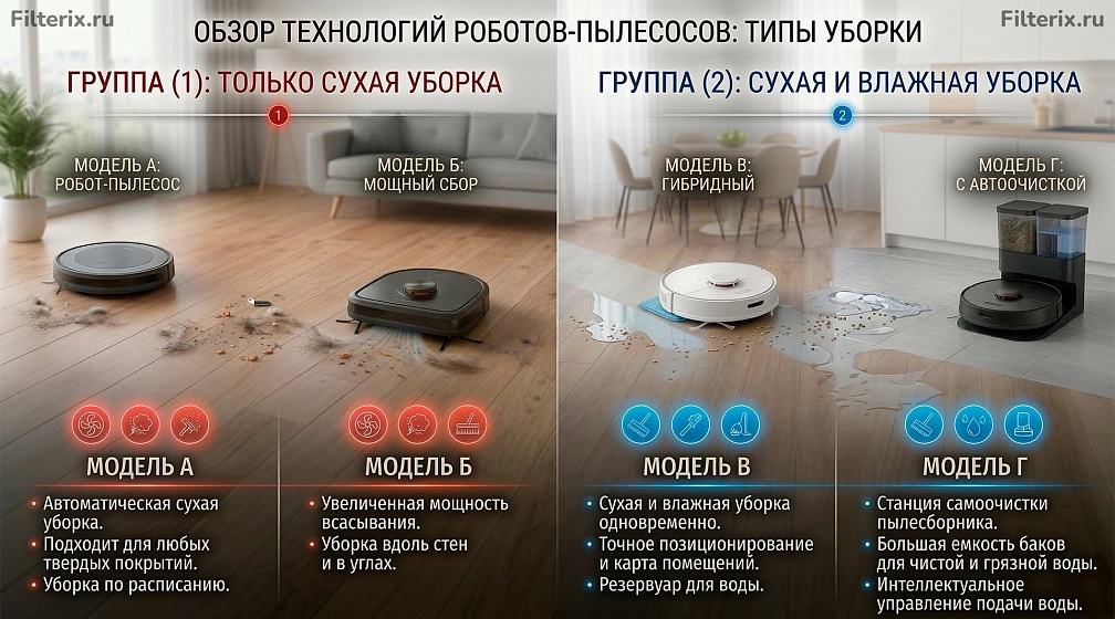 Какие бывают роботы-пылесосы – полный гайд 2026 Какие бывают роботы-пылесосы – полный гайд 2026