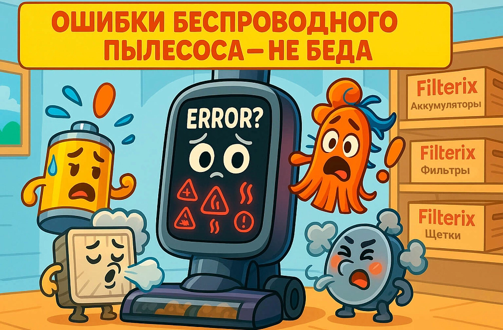 Ошибки беспроводного пылесоса Ошибки беспроводного пылесоса