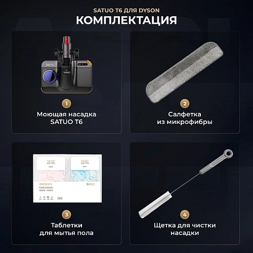 Щетка Satuo T6V для Dyson V7–V15 — моющая Щетка Satuo T6V для Dyson V7, V8, V10, V15