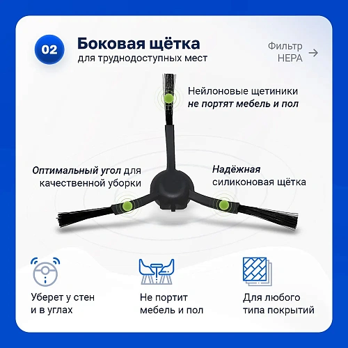 Набор для Dreame D9, L10 Pro, LDS Finder и др - Черные щетки Набор для Dreame D9, L10 Pro, Trouver LDS Finder