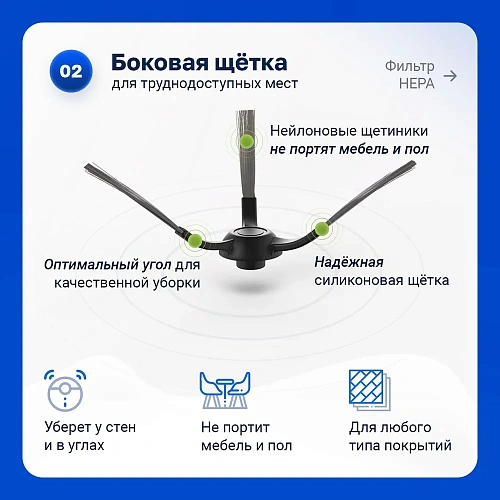 Набор с чёрными щётками для Xiaomi Mop P, Viomi V2 / V3 / SE Набор для Mi Vacuum Mop P, Viomi V2 Pro, V3, SE
