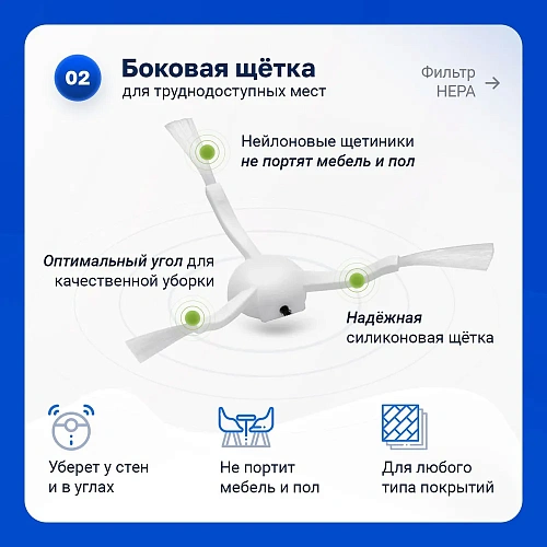 Аксессуары Mi Omni 1S, Dreame X10 Pro — белые щётки и HEPA Набор для Mijia Omni 1S, X10+, Dreame Bot X10 Pro